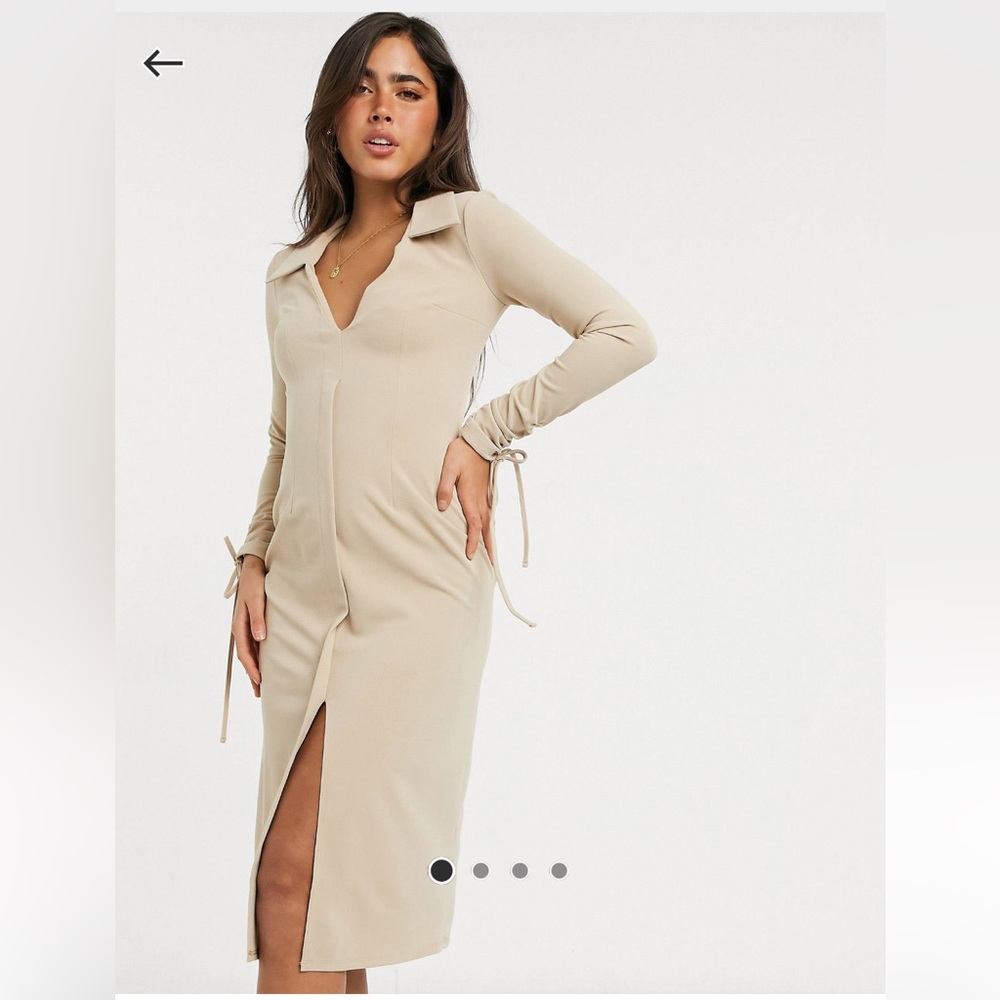 ASOS Design Midi Dress With Tie Sleves
